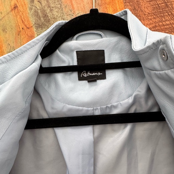 Faux Leather Moto Jacket Powder Blue XS - Picture 3 of 6